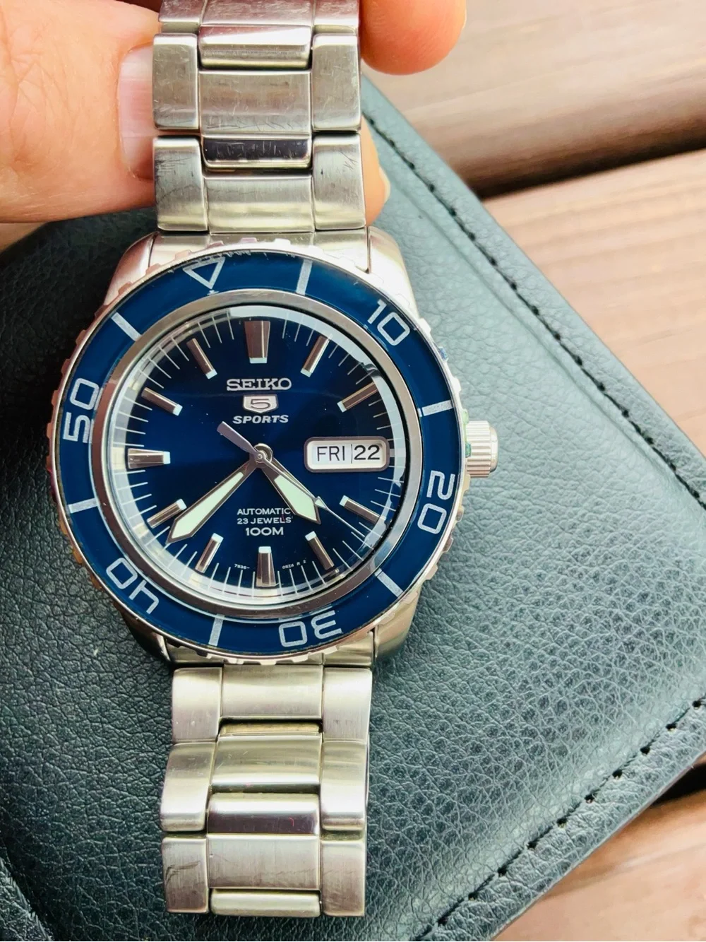 Seiko 5 Sports Men's Blue Stainless Steel Automatic Watch🔥🔥